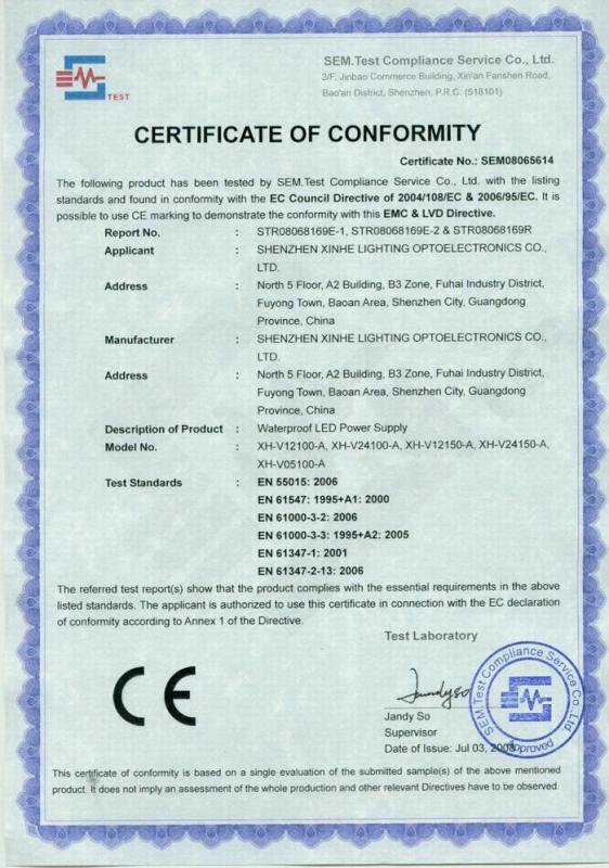 CE - Shenzhen Xinhe Lighting Optoelectronics Co., Ltd.