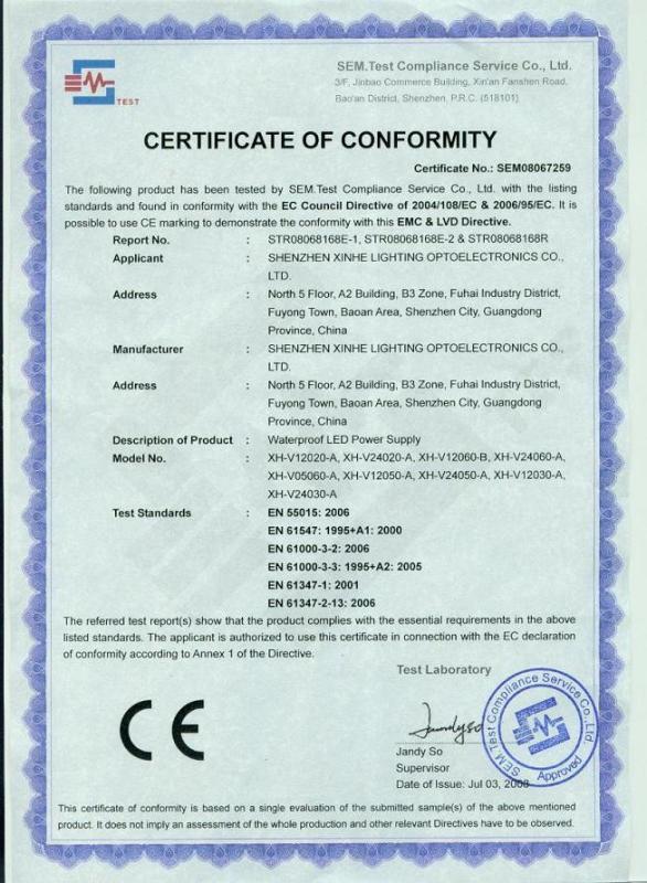 CE - Shenzhen Xinhe Lighting Optoelectronics Co., Ltd.