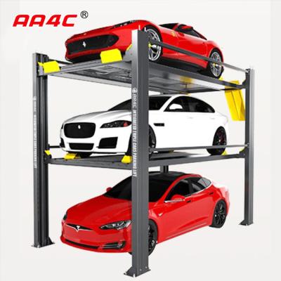 China AA4C Integrated 4 Post Triple Car Parking Lift Auto Parking System 3 Cars Parking for sale