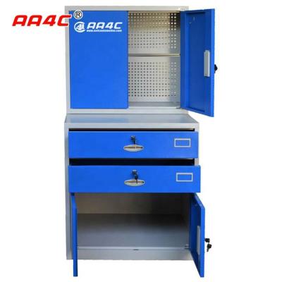 China AA4C  workshop industrial heavy duty metal steel tool cabinet   aluminum work table 2 drawers with 2 lockers TC-015 for sale