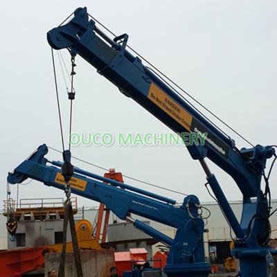 China OUCO 10M Hydraulic 7T Ship Deck Telescopic Boom Crane for sale