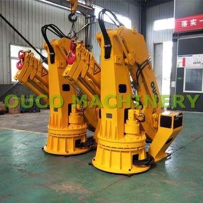 China High Strength Steel 1t 10m Marine Davit Crane Knuckle And Telescopic Boom for sale