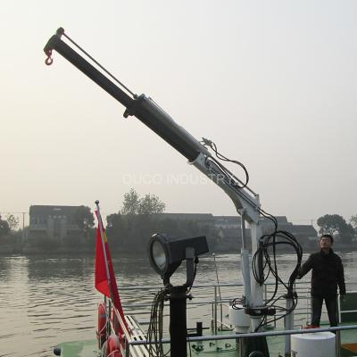 China Stahl-0.35T 3.5M Telescopic Boom Crane Lifting Mini Knuckle beweglicher Marinesoldat Boot der Fabrik zu verkaufen