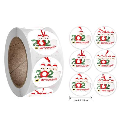 China Personalised Gift Label Stickers , Merry Christmas Round Stickers for sale