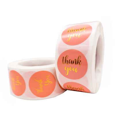 China Waterproof Round Thank You Sticker Labels Custom Circle Stickers Roll for sale