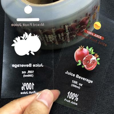 China Custom Vinyl Clear Transparent Label Sticker Matte Beverage Water Juice for sale