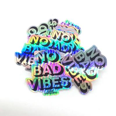 China Custom Make Waterproof Rainbow Die Cut Holographic Sticker Label For Laptop Car for sale