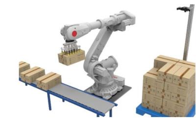 China El barril puede bebida Palletizer y pórtico del brazo del robot de la desembandejadora que empalieta en venta