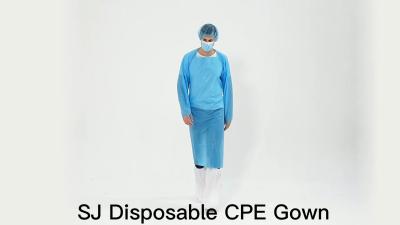 China S&J Disposable CPE Gown 510K Certificated Protection Medical Surgical Isolated Gowns Long Sleeve with Thumb-Loop for sale
