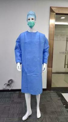 China Sterile SMS Disposable hospital Isolation Gown Surgical Gown With Rib Cuff AAMI Level 3 for sale