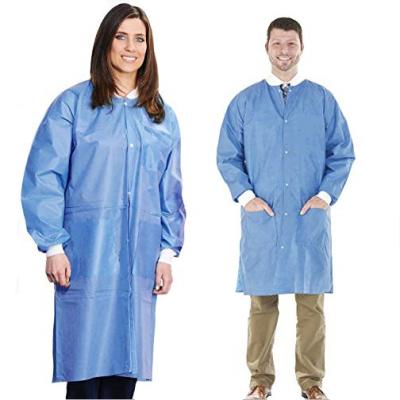 China SMS fabric non-woven lab coat medical disposable full length disposable lab coat for sale