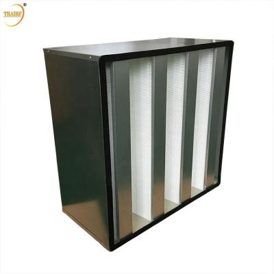 中国 冷暖房システムのための0.5ミクロンF9の金属フレームV銀行HEPAフィルター 販売のため