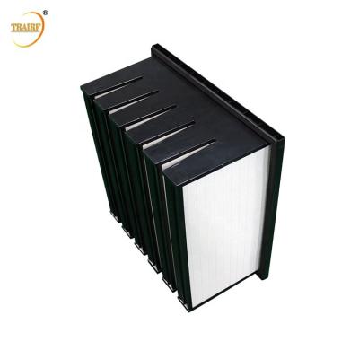 China ABS Plastic Frame Microfine Glass Media 24x24x12 V Bank Filter HEPA Air Filter for sale
