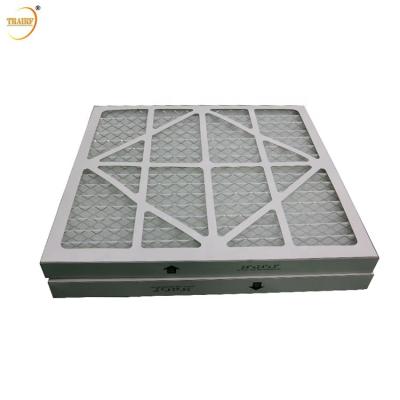 China HVAC Pleated Panel Cardboard Frame Pre Air Filter Filtration Class G3 G4 M5 for sale