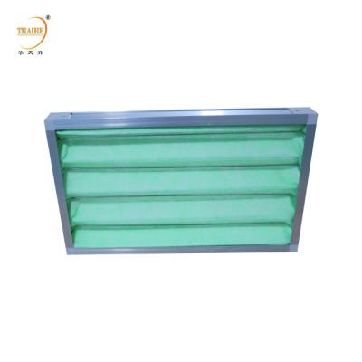 China Industrial Polypropylene Fabric Green and White Pleated Panel Air Filter for Ventilation System en venta