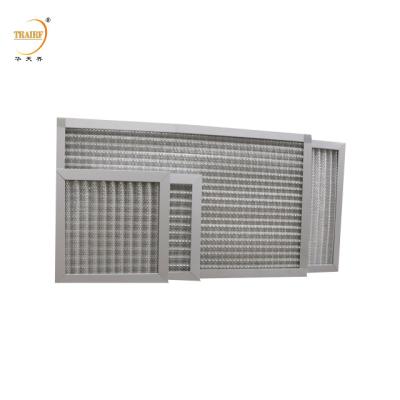 China Filtro de aire de marco de metal plissado Filtro de aire lavable para sala limpia en venta