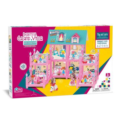 中国 2021 New Cartoon Toy Super Large Super Luxury Toys Play House Children Dollhouse Toys DIY Villa For Girls Barbie Doll Room 販売のため