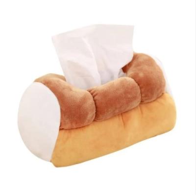 China Super quality yellow simulation toast bread stuffed plush with napkins tissue box holder Case for sale