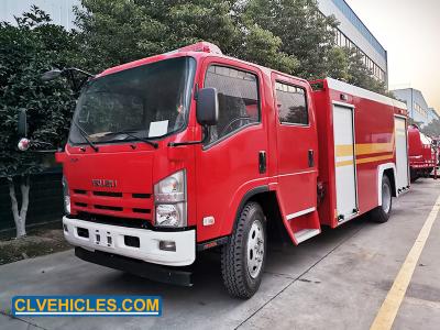 China ISUZU ELF 190hp caminhões de incêndio vermelho com capacidade máxima de carga 3000kg à venda