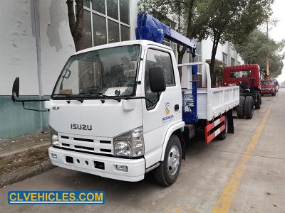 중국 ELF ISUZU 트럭 탑재 크레인 98hp 4X2 3 팔 리프팅 부름 18000kg 판매용