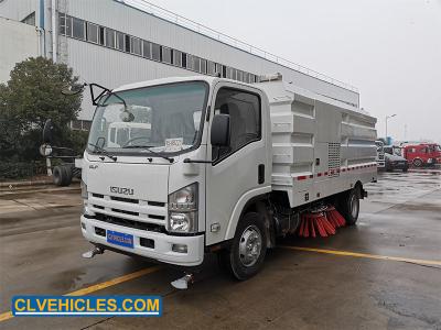 China 190hp ELF ISUZU camión de barrido de carreteras 2300L 5000L recolección de basura en venta