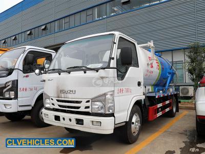 China ELF ISUZU camión de aspiración de aguas residuales 98hp 5000 litros camión de vacío de aguas residuales en venta