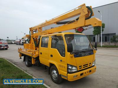 China camión de plataforma aérea de 600P 130hp ISUZU 14 metros de auge plegable en venta