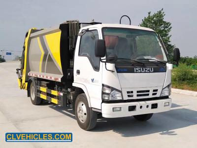 중국 600P 130hp 7CBM ISUZU 쓰레기 트럭 지방 수집용 디젤 엔진 판매용