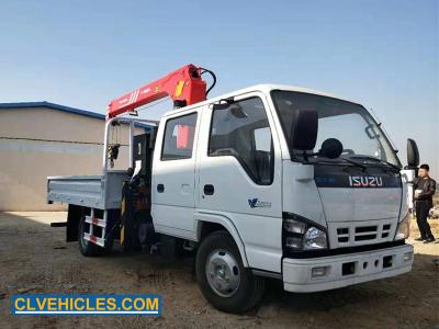 China Twee arm ISUZU Truck gemonteerde kraan bemanning cabine licht werk 3200kg Te koop