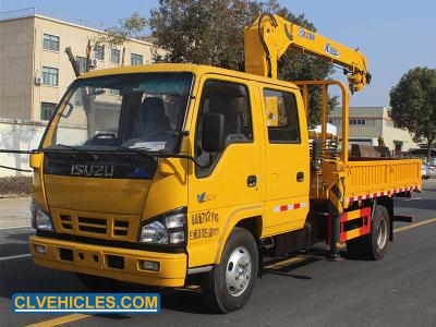중국 ISUZU 600P 130hp 강력한 크레인 트럭 3500kg 승무원 객실 4X2 3 팔 판매용