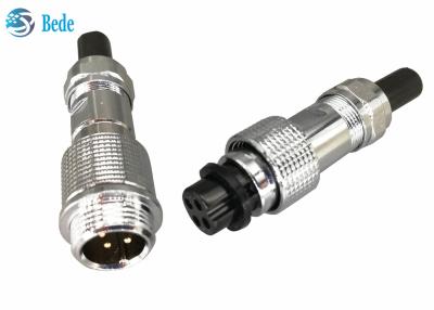 China Right Angle 3A 200V Gx12 Aviation Connector Zinc Alloy With Nickel Plated Te koop