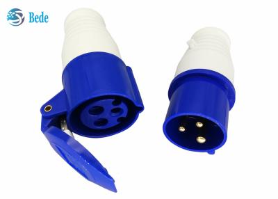 China Single Phase Industrial Plug And Socket P+N+E Blue Color 220-250V 16A Coupler Type for sale
