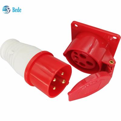 China CEE Plugs And Sockets Industrial Male Female Socket 4 Pins 3P+N 380-415V 16Amp for sale