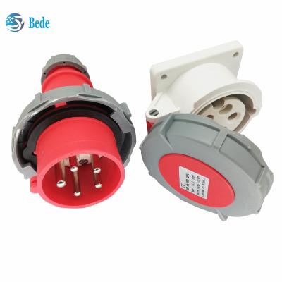 China Waterproof IP67 Industrial Plug Sockets 5Pins 3P+N+E 16Amp and 32Amp Panel Mounting Type for sale
