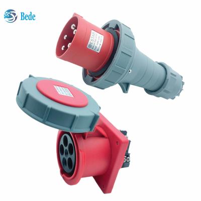 China Waterproof IP67 Industrial Plug Sockets 5Pins 3P+N+E 63Amp and 125Amp Panel Mounting Type for sale