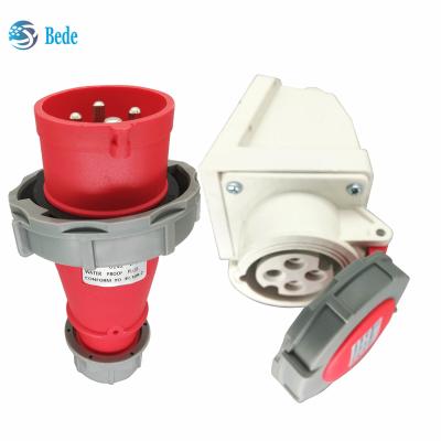 China 4 Pins IP67 Industrial Electric Socket With 16A / 380~415V Wall Mounting Type en venta