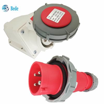China 3P+E Industrial Plug Socket Rated Current 32A Voltage 380~415V wall mounting type for sale