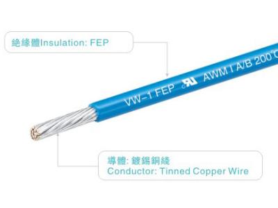 China UL758 AWM1332 FEP Cable 300V/200C 20AWG VW 1 Blue Motor Generator FEP Wire for sale