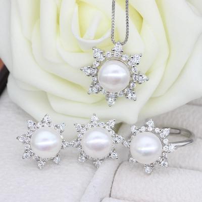 China Freshwater Pearl Jewelry Sets With Necklace Earring Ring for sale