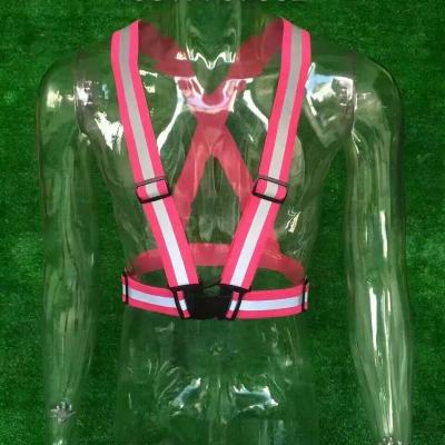 China Fashion Motorcycle Bike Drivers Cyclists Fluorescent Reflective Strap Safety White Vest Belt Clothing for sale