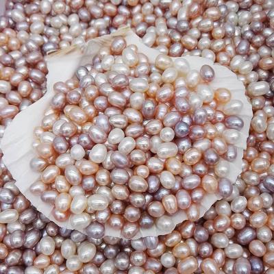 China Wholesale AAA Grade 5-6mm and 6-7mm and 7-8mm no hole Rice Shape real pearl Colorized Freshwater Loose Pearl Beads for sale