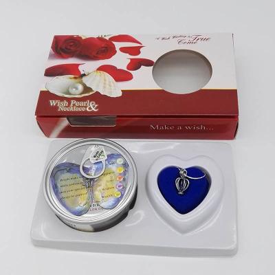 China Nature Freshwater Pearl English Version Wish Pearl Necklace Gift Box Sets for sale