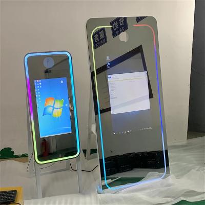 China Adjustable Mirror Wedding Photo Booth Light Strip Portable Selfie Station for sale