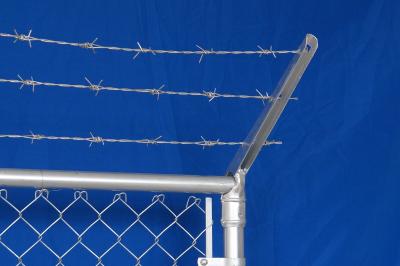 China Hot Dip Galvanized Diamond Shape Cyclone Mesh Fencing With Top Barbed Wire for sale