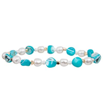 中国 Natural Colorful Unshaped Shell Beads Matched 6mm And 4mm Glass Pearl Handmade Beads Bracelets 販売のため