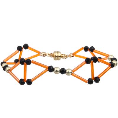 China 3D Triangle Statement Handmade Beads Bracelets (Orange/Green/Blue) for sale