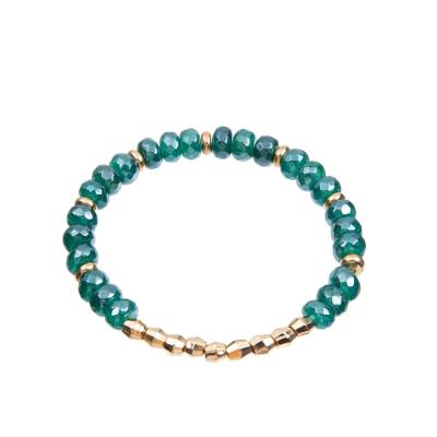 Chine Teint Shinny le matériel élastique de ficelle de corde de Jasper Beaded Bracelet 5*8mm de vert à vendre