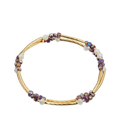China ODM do OEM de 4mm Crystal Bead Stretch Bracelets com o tubo de bronze do ouro à venda