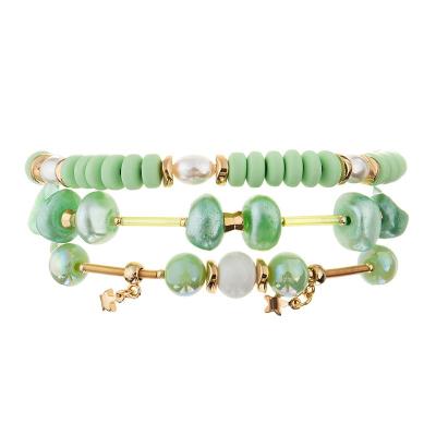 China Regalo fresco geométrico de Crystal Beads Bracelets Vintage Style del color verde para ella en venta