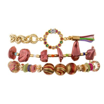 Chine Bracelets faits main empilables rouges de perles pour des années de l'adolescence de mode avec le Zircon d'arc-en-ciel à vendre